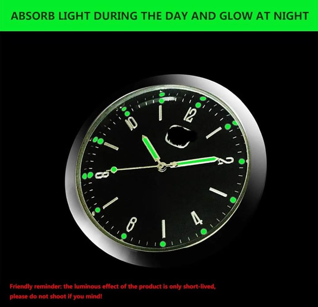 Fiegcit Car Dashboard Watch Car Mini Auto Clock Car Clock Refit Interior Bright Quartz