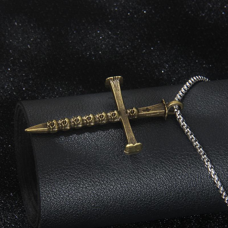 Hip-hop Mini Skull Cross Stainless Steel Necklace for Men, Personalized Dominant Long Sweater Chain Accessory