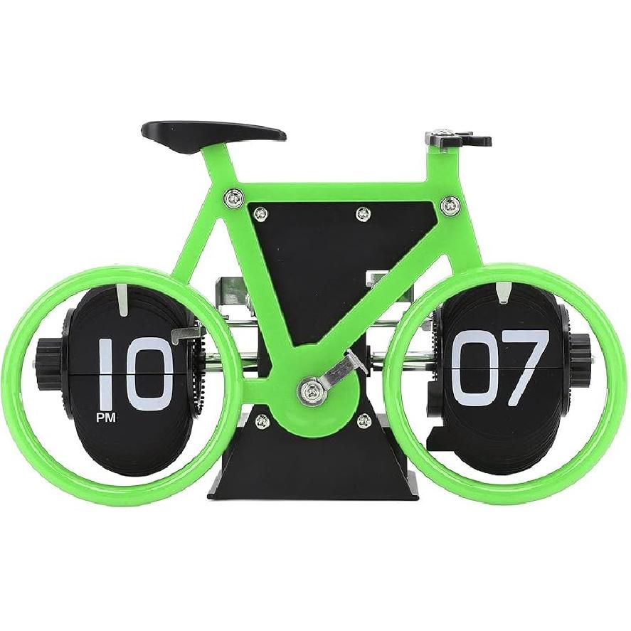 Desk Clock Bicycle Shape Flip Vintage Decor Clock for Desk Clock Flip Down Clock Novelty Desk Clock (Black)