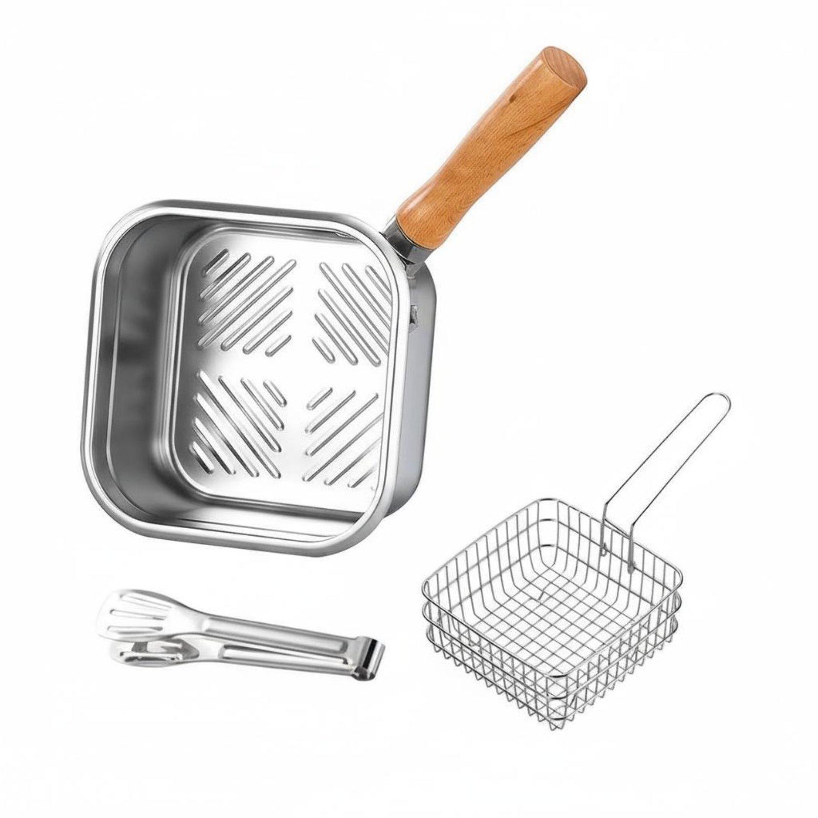 Deep Fryer Pot with Basket Multi-Functional Stainless Steel Deep Fryer Pot Cookware Multipurpose Food-Grade Material for Camping