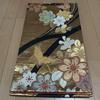 Used Pure Silk Fukuro Obi, Six-panel Pattern, Flower and Butterfly Motif, Gold Thread, Black Background, for Furisode Kimono, Coming-of-age Ceremony