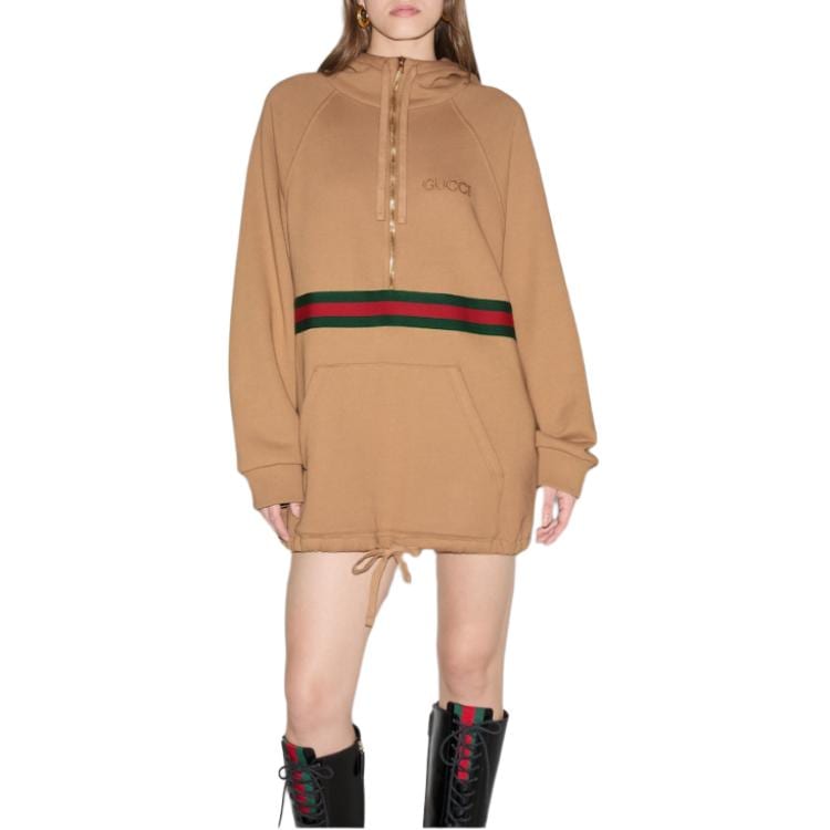 Gucci Jersey Quarter Zip Drawstring Sweatshirt Dress 798683-XJGS1-2323