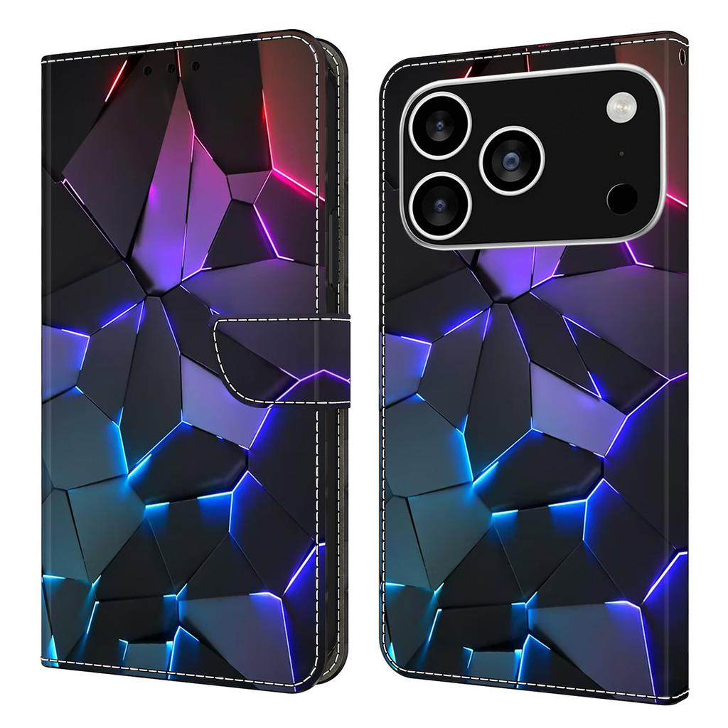 For iPhone 17 Pro Max Case with Card Slot Pattern Printed TPU+PU Leather Flip Phone Cover