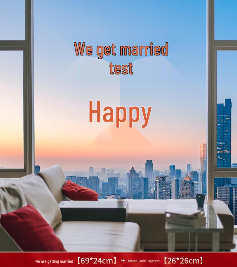 Xi Character Flocked Wedding Window Clings for Living Room Decoration