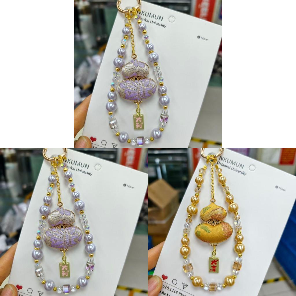 Traditional Style Phone Lanyard With Crystal Lucky Cat Charm For Gift And Decoration