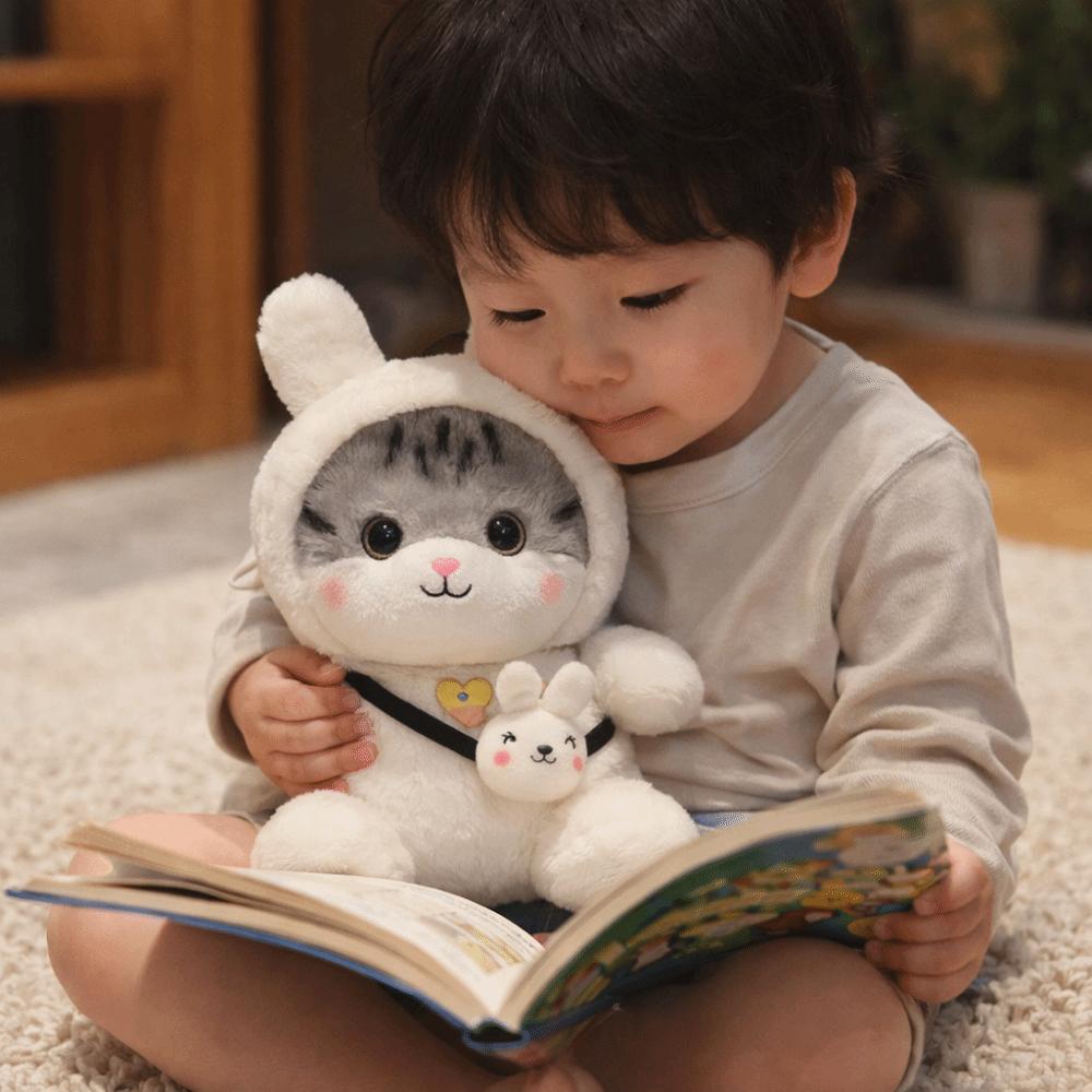 Kawaii Design Plush Doll Bell Feature Cat Plush Toy Cartoon Cat Doll Birthday Present