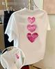 Spring Summer Heart Print T-shirt I Love Denim Graphic Short Sleeve Tops Men Women Casual Loose Streetwear Daily Wear Tee