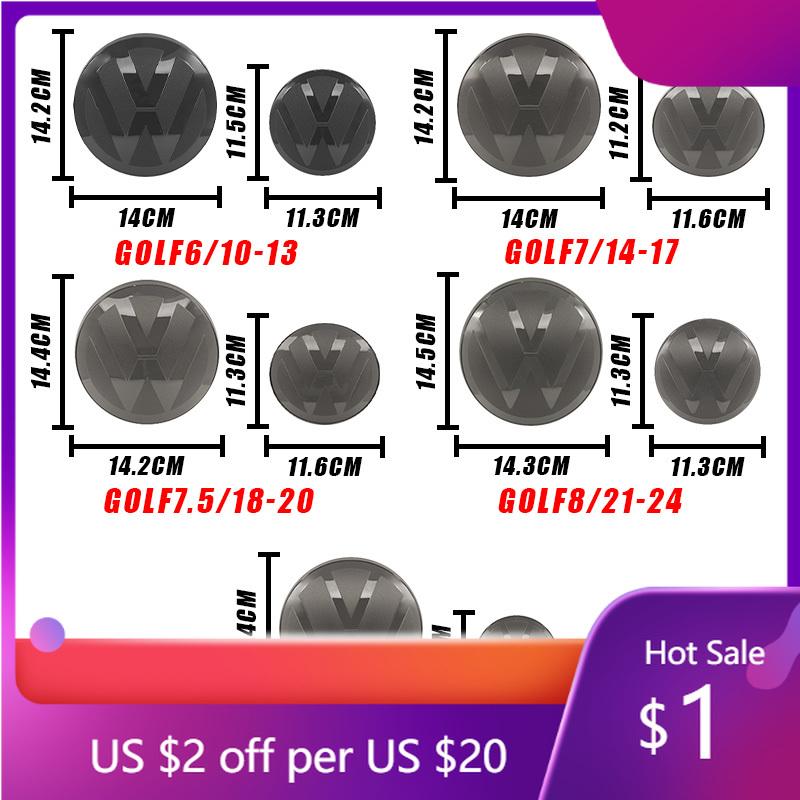 2026 Heiß Für VOLKSWAGEN VW 2 Stück Auto Logo Emblem Haube Vorne Und Hinten Heckmarkierung Heckemblem Aufkleber Zubehör Für Volkswagen VW Gol