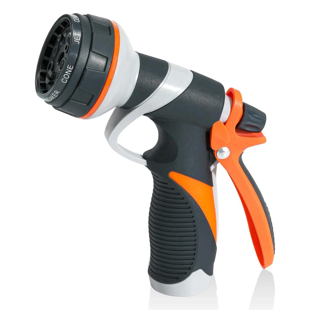 Garden Hose Nozzle with 8 Patterns Spray Nozzle the Rear Trigger & Hanging Ring Designs High Pressure Hose Nozzle for Plant