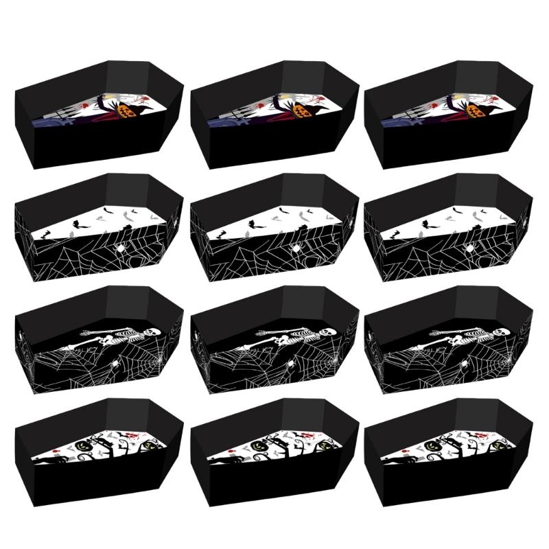 

12 Piece Halloween Coffin Candy Trays Creative Memorial Design User Friendly Cardboard For Party Decorations 1