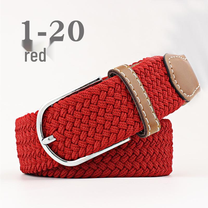 Korean Style Elastic Braided Canvas Belt with Pin Buckle for Men and Women