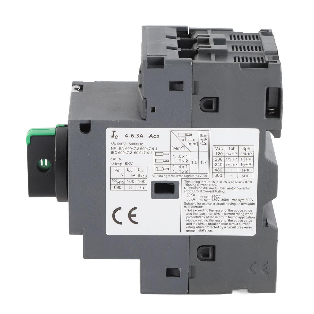 Electric Motor Circuit Breaker Knob Type Thermal Magnetic Motor Protective Circuit Breaker AC690V 4‑