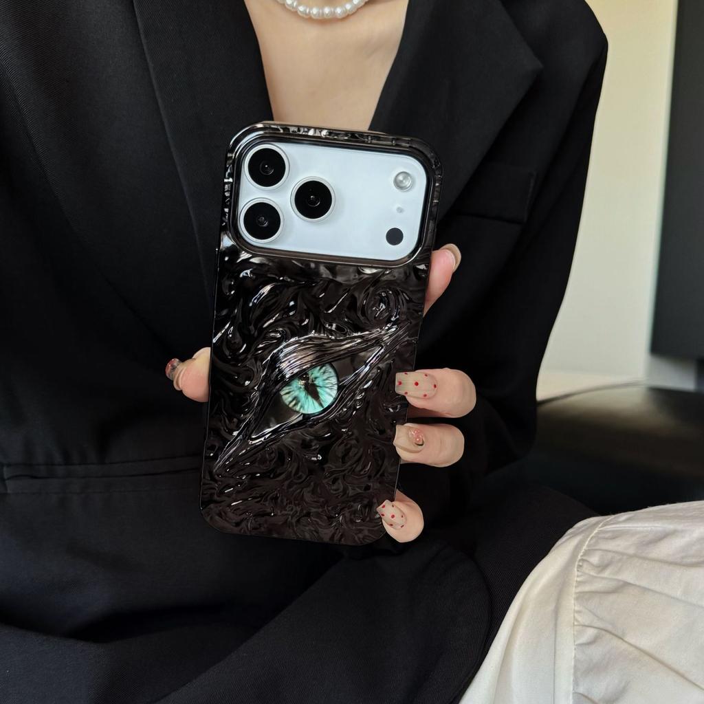 Electroplated 3D Eye Phone Case for iPhone 11-17 Series, TPU Shockproof Cover with Tin Foil Texture, Fashion Art Design