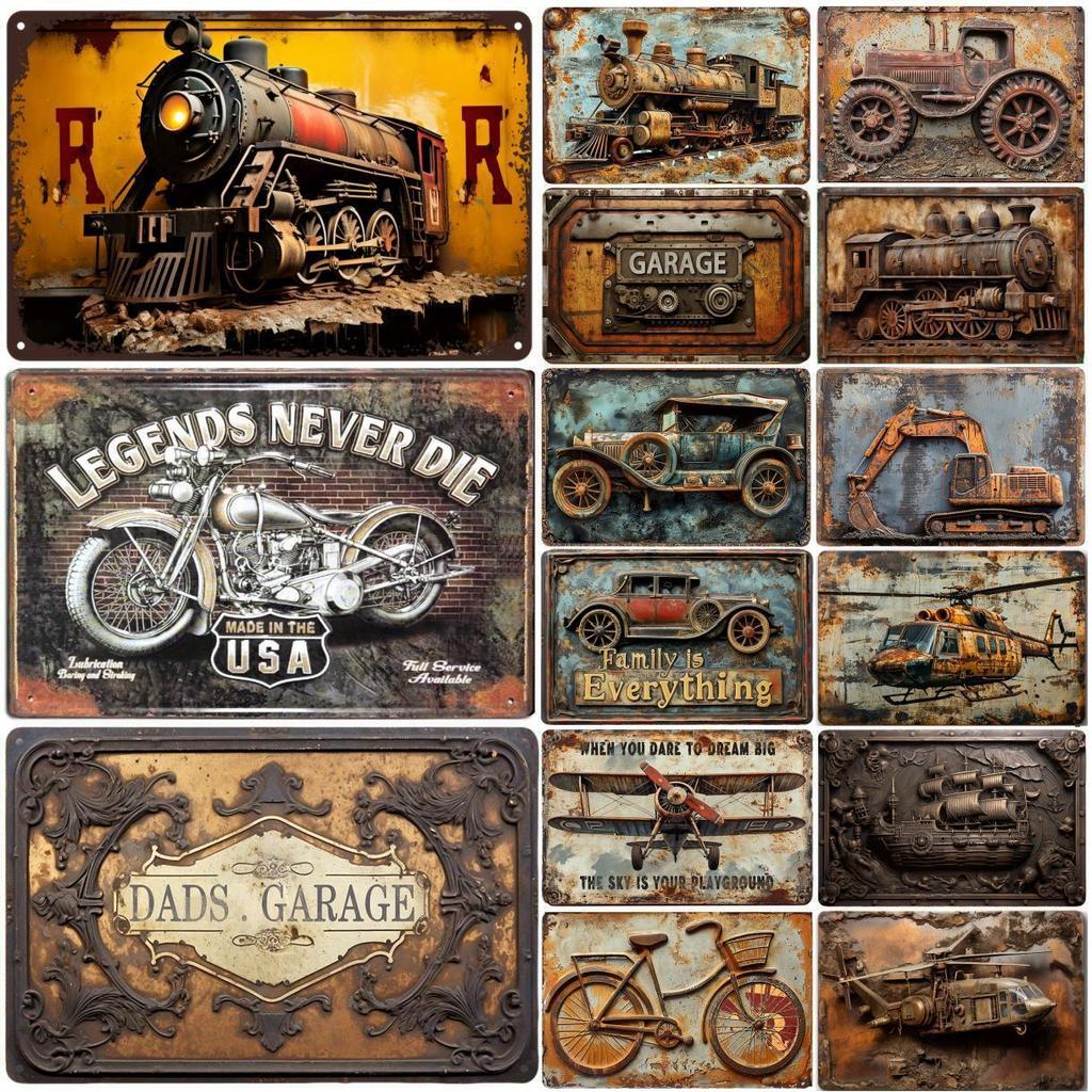 Vintage-Plakate im alten Stil mit LKW-Zug, Metallblechschilder, dekorative Teller für Club, Männerhöhle, Bar, Hotel, Café, Wanddekoration