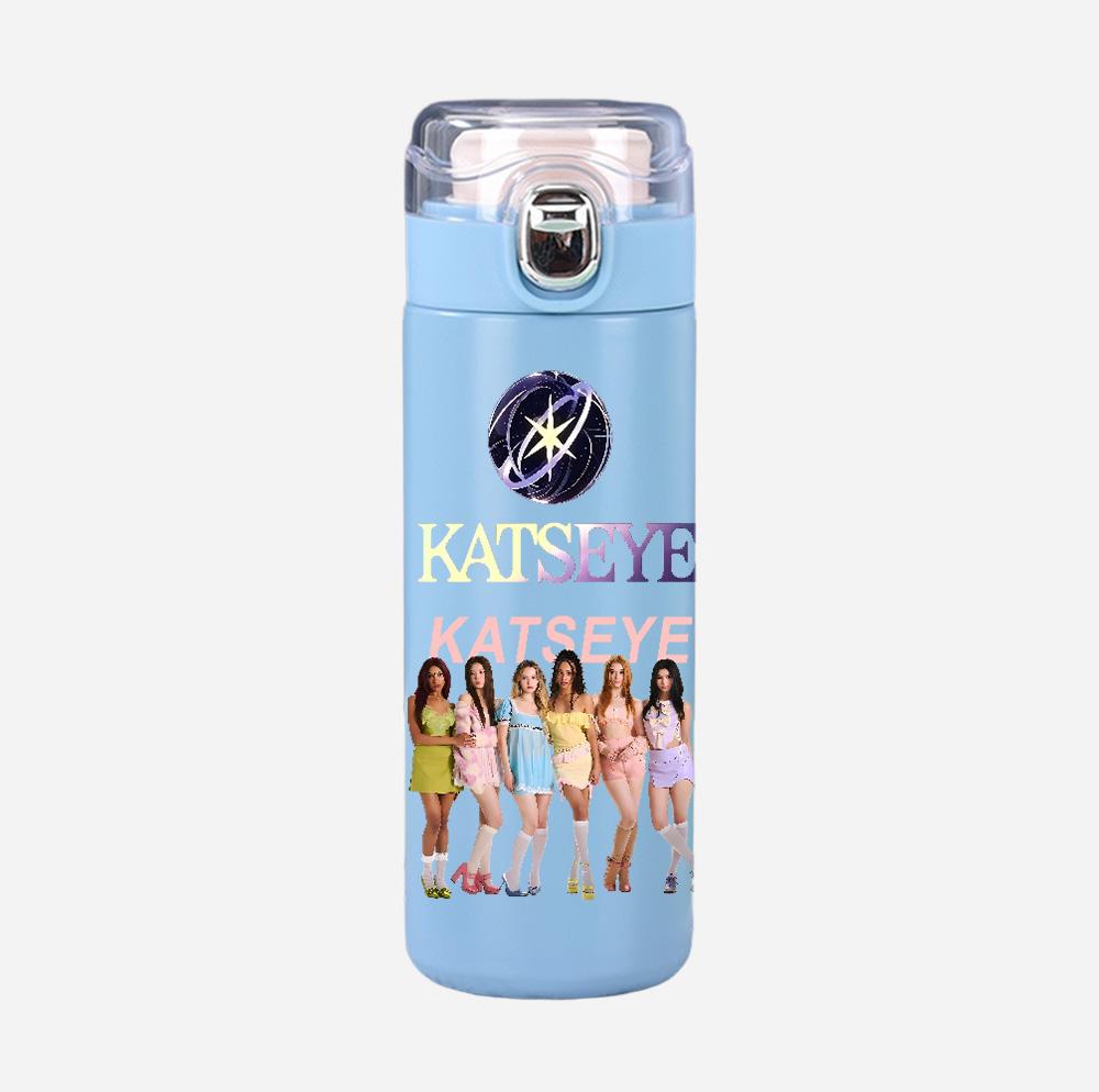 400Ml Water Bottle Anime Cartoon KATSEYE Printed Thermos Cup Portable Stainless Steel Outdoor Sports Water Cup Children Kid Gift