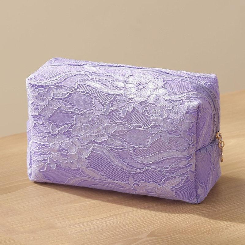 Lace Mesh Printed Makeup Bag Large Capacity Portable Multifunctional Toiletry Bag Cute Travel Storage Bag Cosmetic Accessories