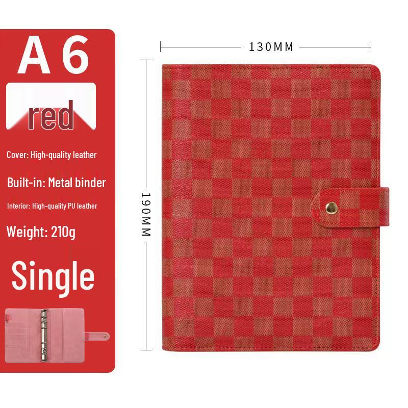 Authentic Cross Pattern A5 Notebook, Loose-Leaf A7 Checkered Planner, A6 Leather Notebook with Horizontal Ruled Pages