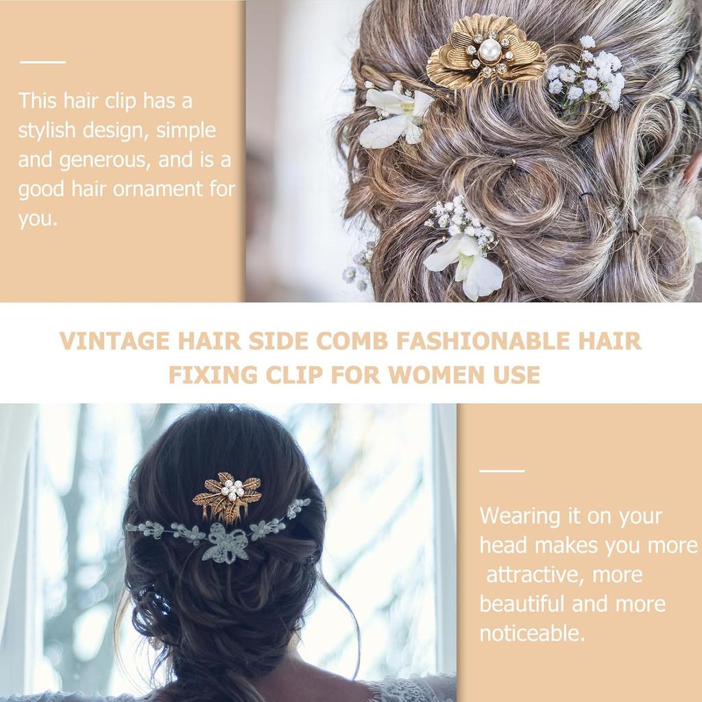 Retro Diamond Hair Accessories: 5pcs Alloy Hair Combs, Hair Veils, and Vintage Hairpins with Pearls