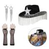 Western Cowboy Hat ArmSleeves for Bridal Shower Cowgirl Earrings Costume Set Lady NightClub Dress Up Masquerades Suit
