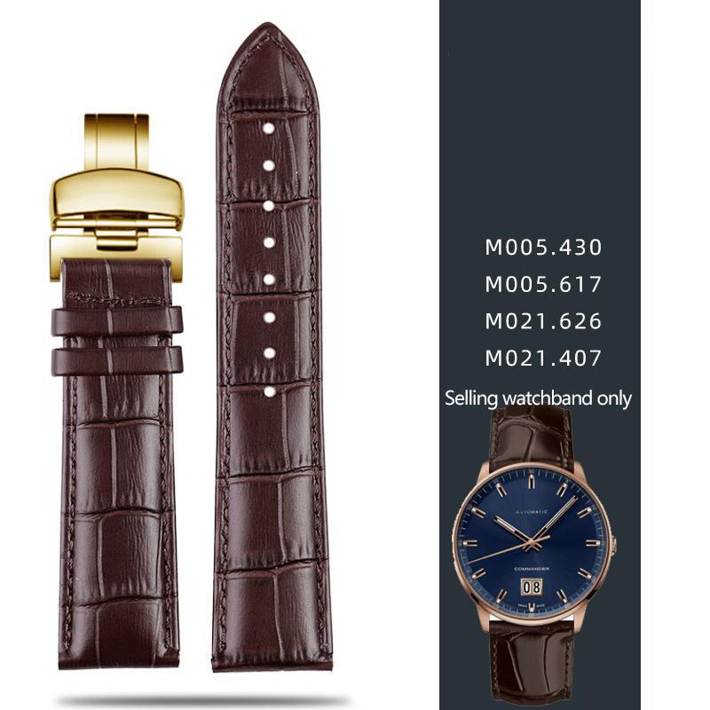 Leather Strap For Mido Helmsman M005 Orange Rudder M005614 m005430A Male Watch Chain with Butterfly Clasp Bracelet 22mm 23mm