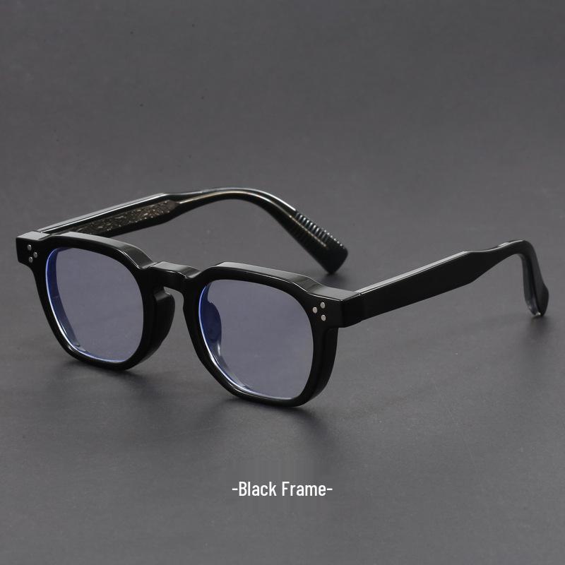 Herren Retro Zweifarbig Japanische Handgefertigte Dickrandbrille, Schwarzes Künstlerisches Design, Blaulichtfilter, Myopie-Freundlich