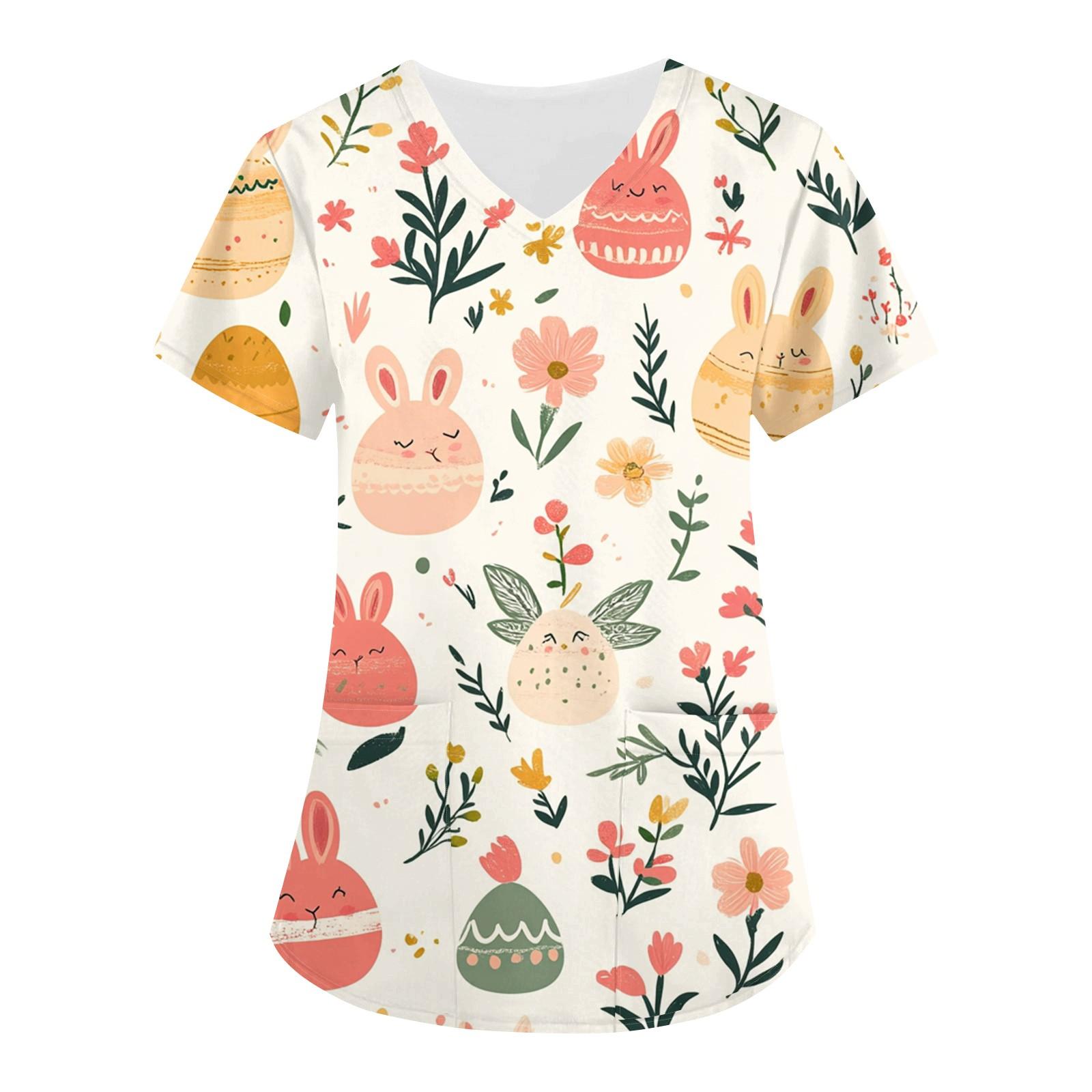 

Женская модная футболка с короткими рукавами и v-образным вырезом с принтом, маленькая рабочая футболка с карманами XXL коричневый