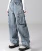 AVANDRESS Snow Cargo Denim Pants Milk Light Blue