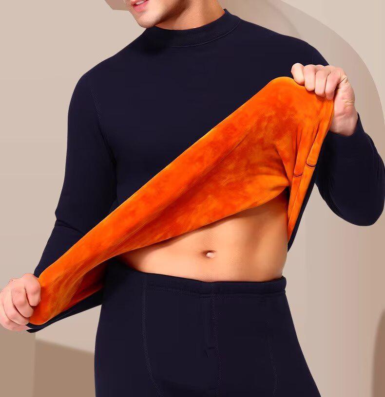 Completo intimo termico da uomo: Maglione in Cotone Ispessito, Foderato in Velluto, Anti-Freddo per l'Inverno