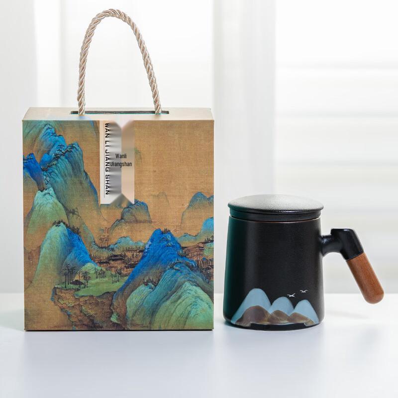 Ceramic Tea Mug with Wood Handle and Infuser