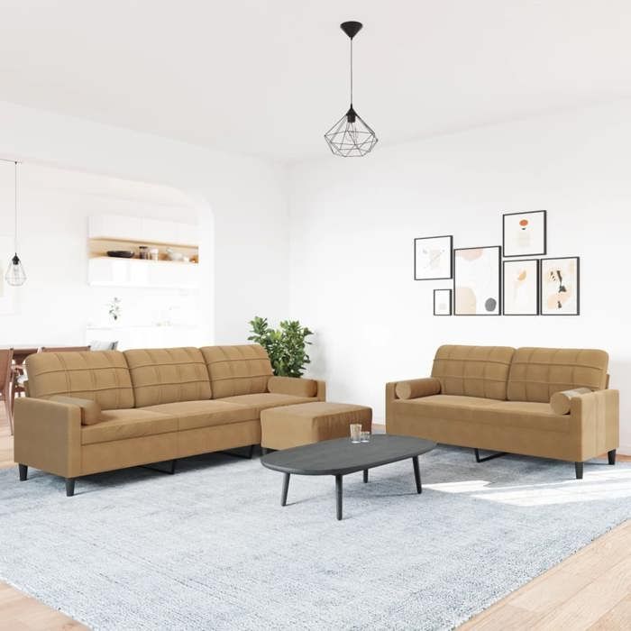 VidaXL Ensemble de canapés 3 pcs avec coussins et traversins velours, canapé, siège de canapé, canapé relax, canapé confort, 3278508