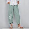 Spring Summer Elastic Waist Cotton Linen Loose Casual Pants for Women's Home Wear
