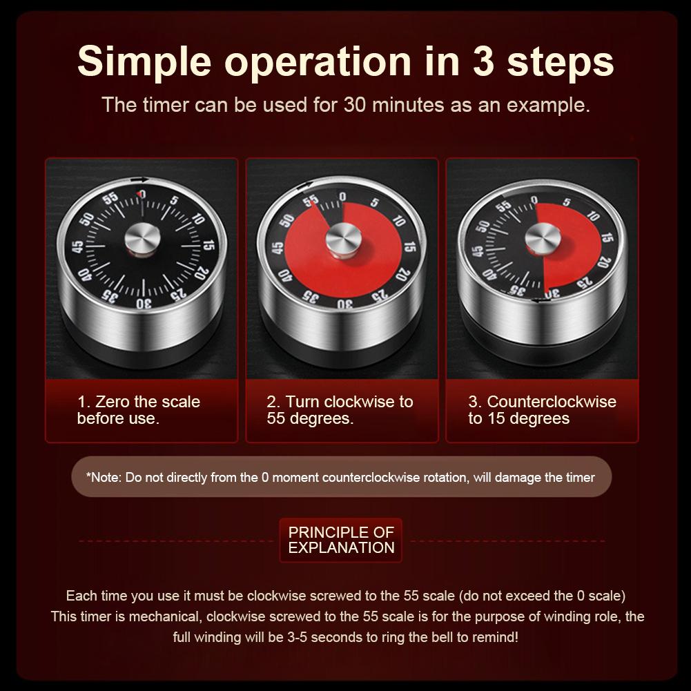Edelstahl Magnetische Mechanische Visuelle Timer Countdown Erinnerung Backuhr für Lehre Meeting Küche Kochen Backen Wo