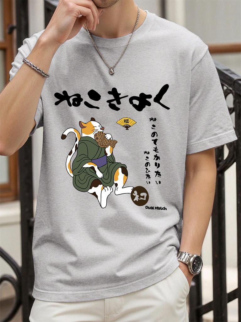 Original Japanese Retro Cat Printed TShirts Womens Summer Cotton Tops ONeck Soft Loose Short Sleeve T Shirt Casual Clothes