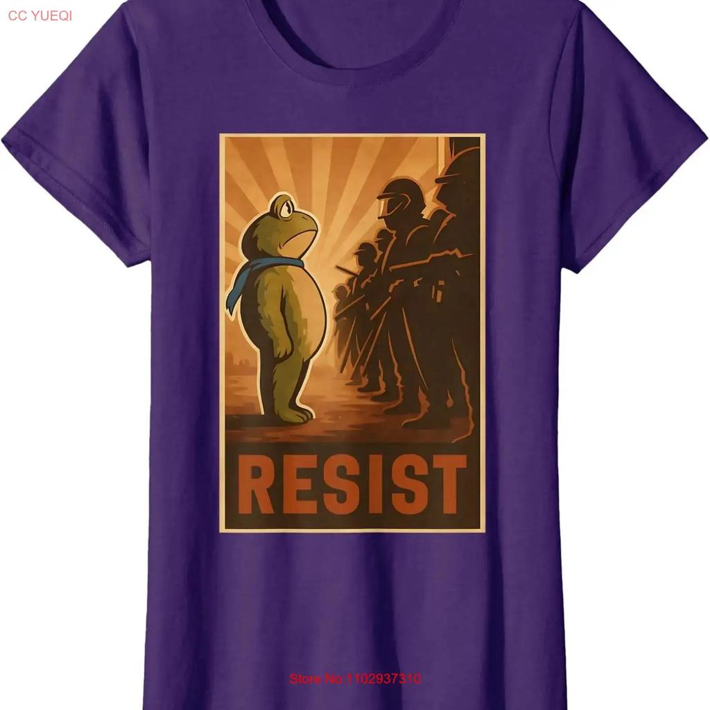 Portland Frog Protest Resist Support Ladies Crewneck T Shirt Vintage Graphic Designer Clothes Casual Versatile