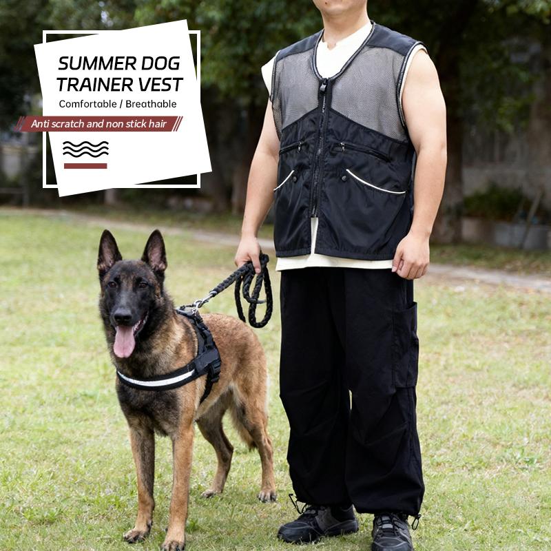 Lightweight Mesh Dog Training Vest With Multiple Pockets Bite Resistant For Spring Summer Training L