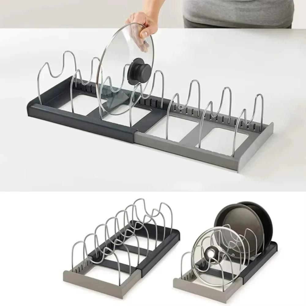 

Telescopic And Adjustable Storage Rack Kitchen Pot and Kitchenware Storage Rack Home Organizing Cabinet