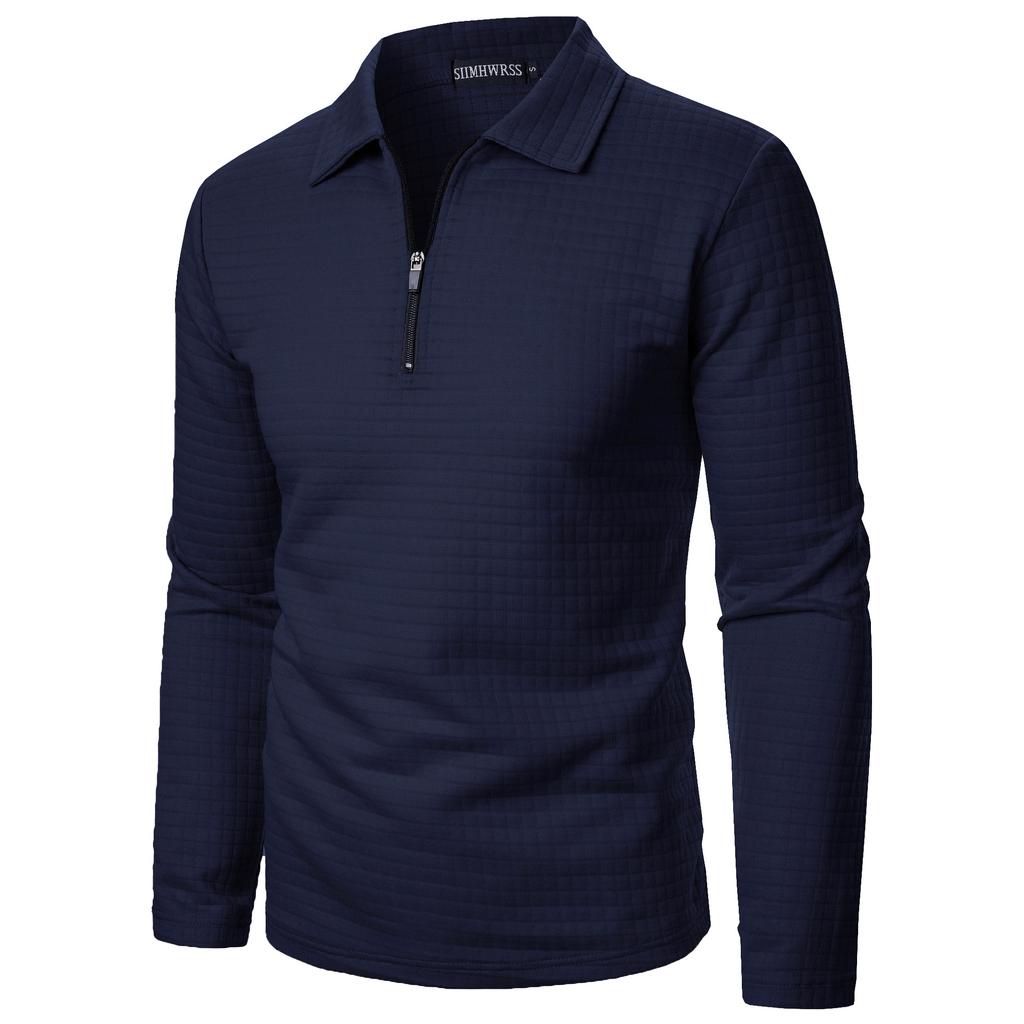 Jesień i Zima Nowa Męska Stójka Półzamek Długi Rękaw Niemiecki Aksamit Ciepła Koszulka Spodnia Męska Bluza z Kapturem