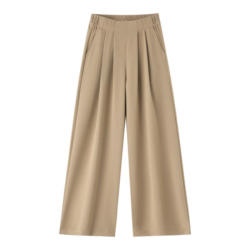 Urban Tencel Acetate Wool Elastic-Waist Wide-Leg Pants - Lazy Style
