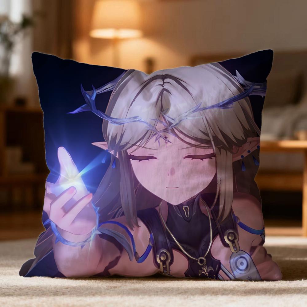 Hot CCartethyia Wuthering Waveser Cushion Cover Soft Washable Pillow Case Multi-Scene for Couch Bed Travel Office Use