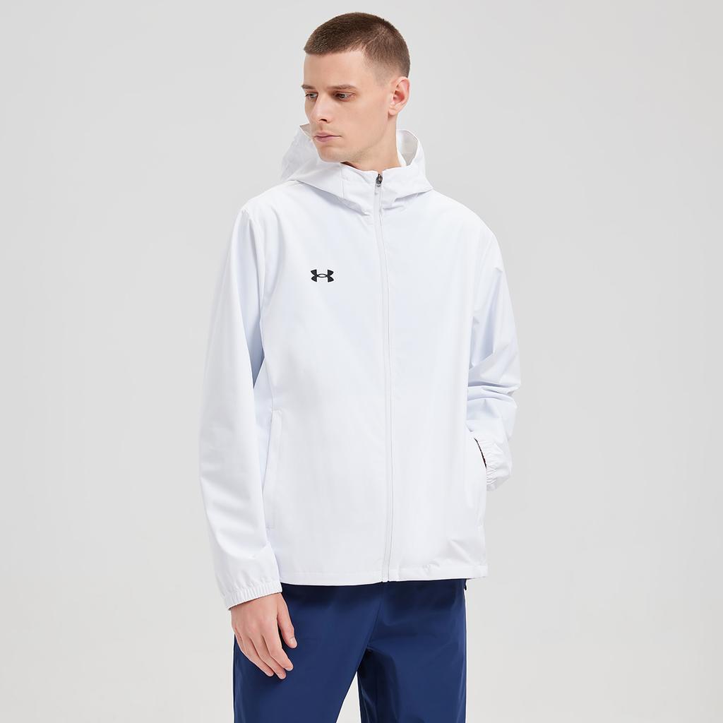 Under Armour Jaqueta Corta-Vento Repelente à Água Cor Sólida Minimalista Esportiva Casual com Capuz Manga Longa Unissex jaquetas Branco 25500401-100