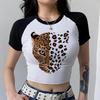 Streetwear Leopard Tiger Animal Print Printed Cropped Girls T Shirt Women's Print Shirt T-shirt Funny Top Tee