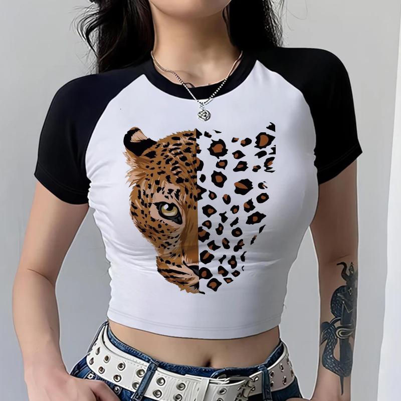 Streetwear Leopard Tiger Animal Print Printed Cropped Girls T Shirt Women s Print Shirt T-shirt Funny Top Tee S