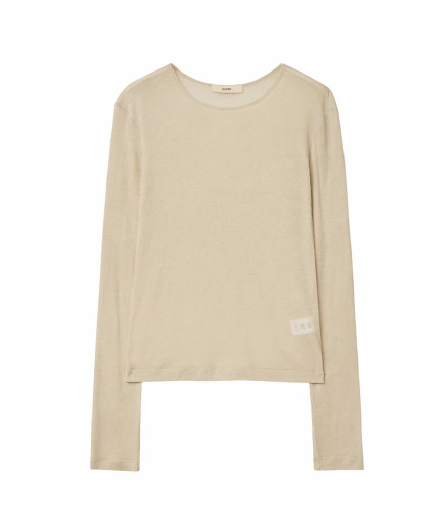 SO IR Layered Long Sleeve T-Shirt - Beige