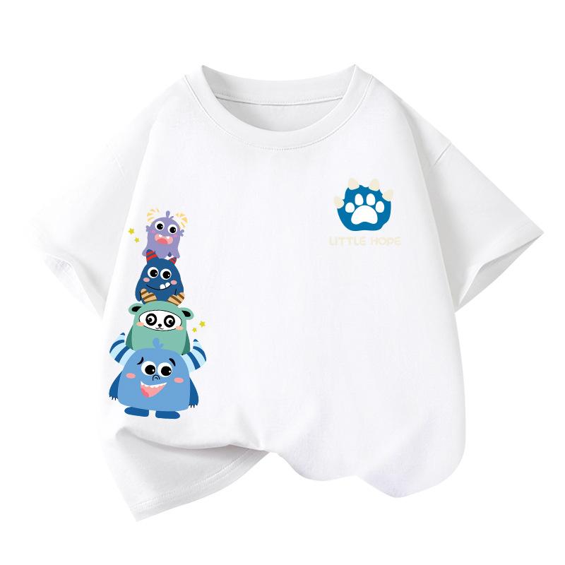 1pcs Kids 100 Cotton Tee Summer Cartoon Fashion Tshirt Student Shortsleeveds Dinosaur Print Tops Children Round Neck Tshirts