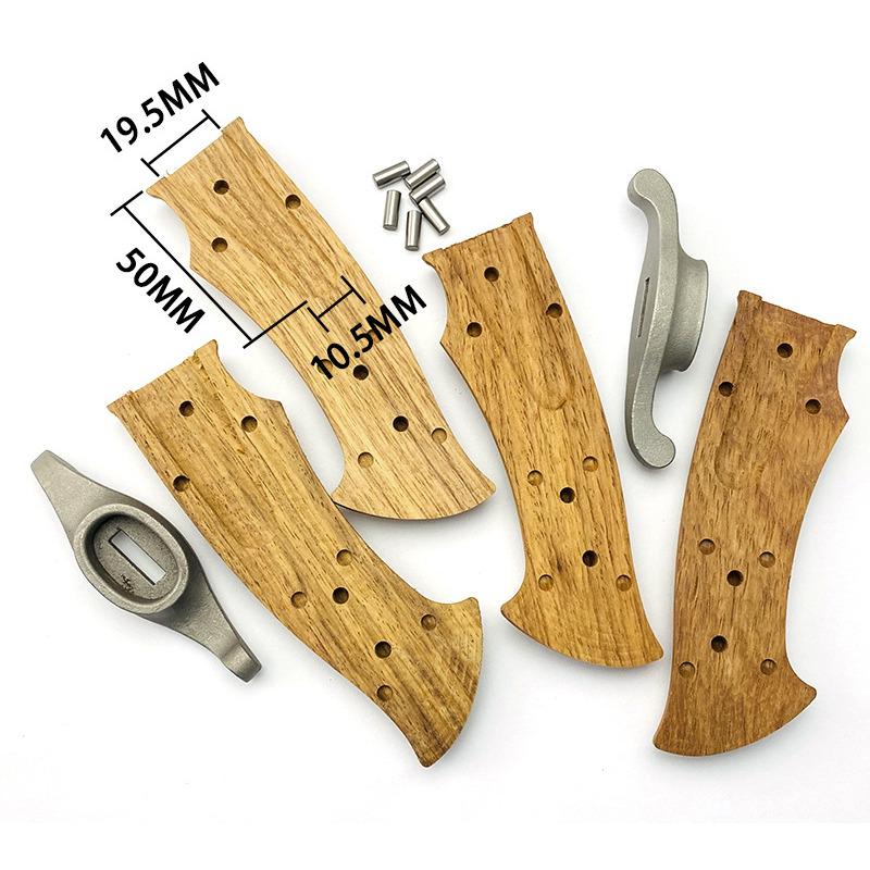 1Set Semi-finished Yellow Pear Wood Knife Handle Material with Knife Guard for DIY Knife Handle Making Blade Accessories