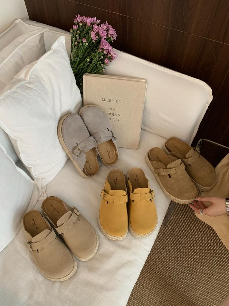 Fashion Fisherman shoe leather Baotou half slippers women's summer outside wear 2025 lacing senior sense thick bottom muffin bottom lazy