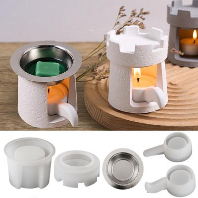 Zamek Piec do Topienia Wosku Forma Silikonowa DIY Gips Mini Patelnia Uchwyt Palnik do Aromaterapii Naczynie na Świecę Zestaw Filiżanek Europejskie Ozdoby Rzemieślnicze