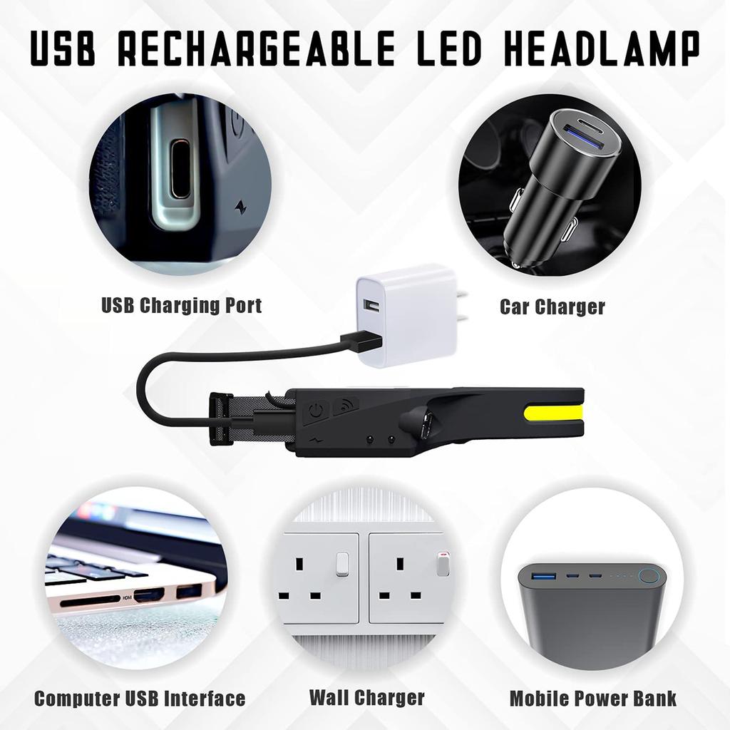 USB Rechargeable Headlamp Lightweight Super Bright LED Running Headlamp for Runner Rainstorm Waterproof LED Headlight