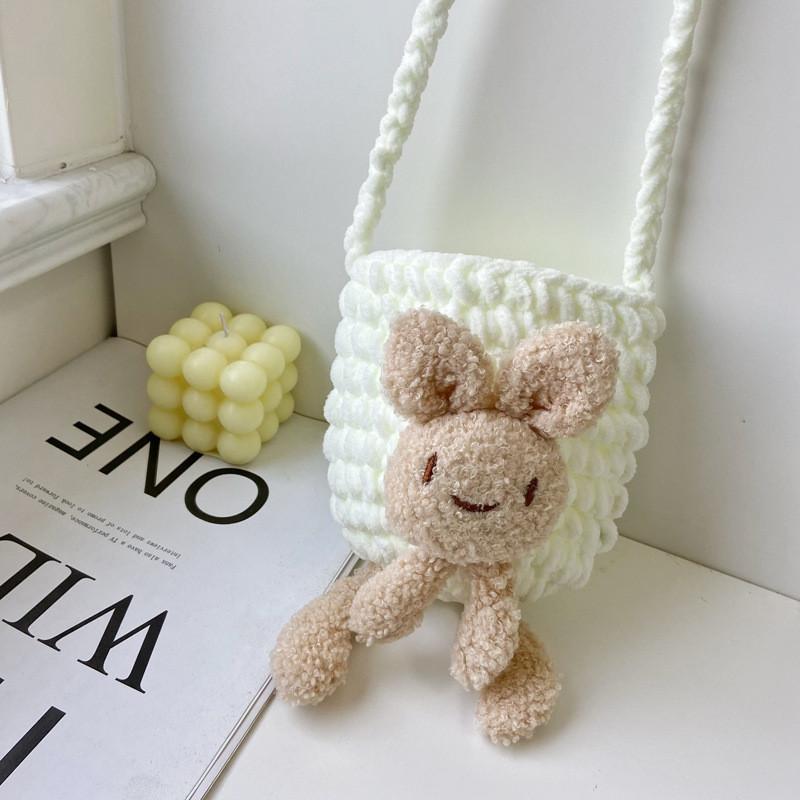 Adorable Korean Style Children's Cute Rabbit Knit Yarn Shoulder Bag For Girls