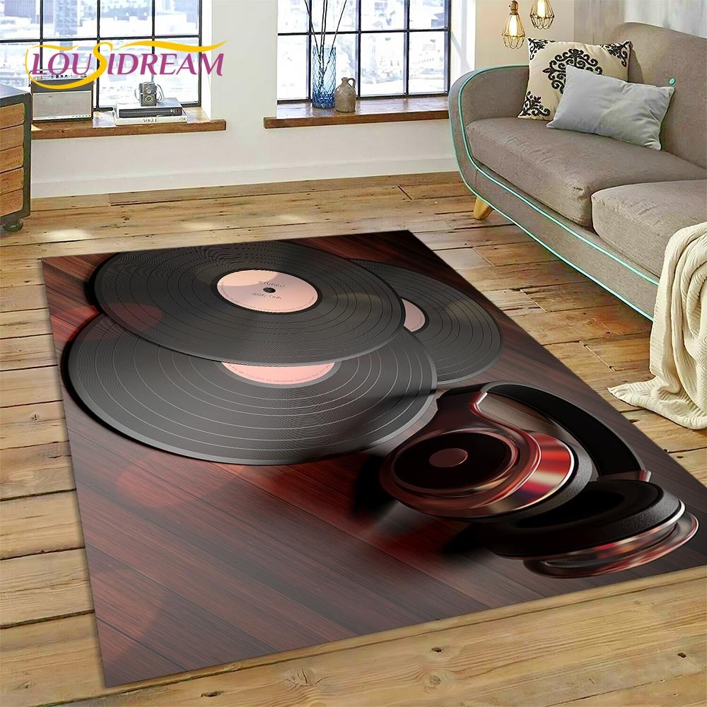 Vinyl Record Music DJ Screen tape Rug Carpet for Living Room Bedroom Home Decor,Floor Mat Non-slip Decoration for Sofa  Doormat